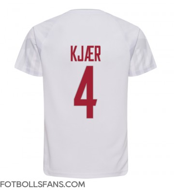 Danmark Simon Kjaer #4 Replika Bortatröja VM 2022 Kortärmad